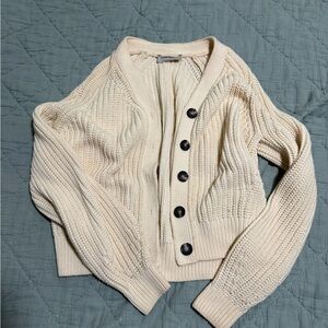 Cream Knit Button-Front Women’s Sweater Cardigan